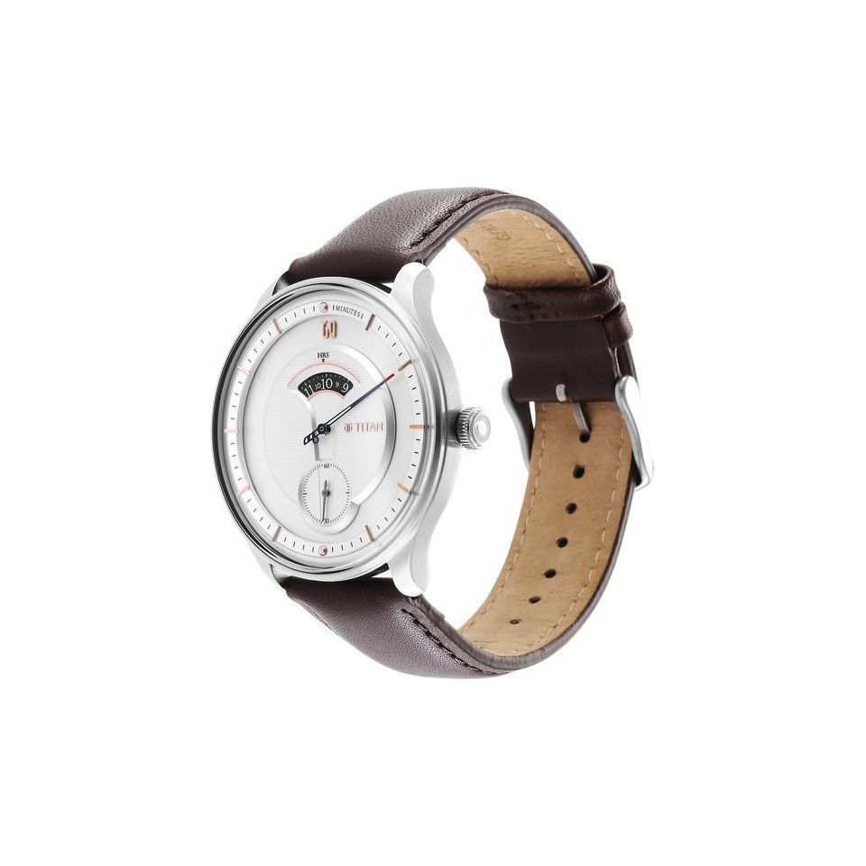 TITAN Quartet Silver Dial Leather Strap Watch 1890SL01 / NS1890SL01