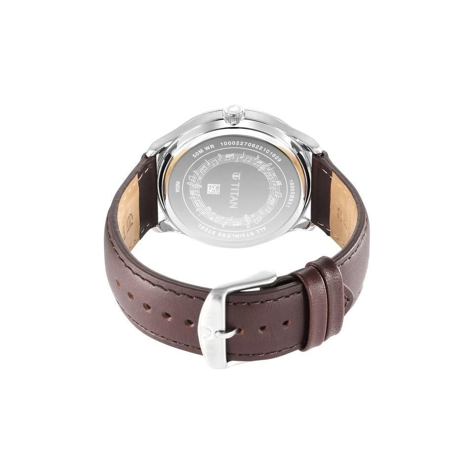 TITAN Quartet Silver Dial Leather Strap Watch 1890SL01 / NS1890SL01