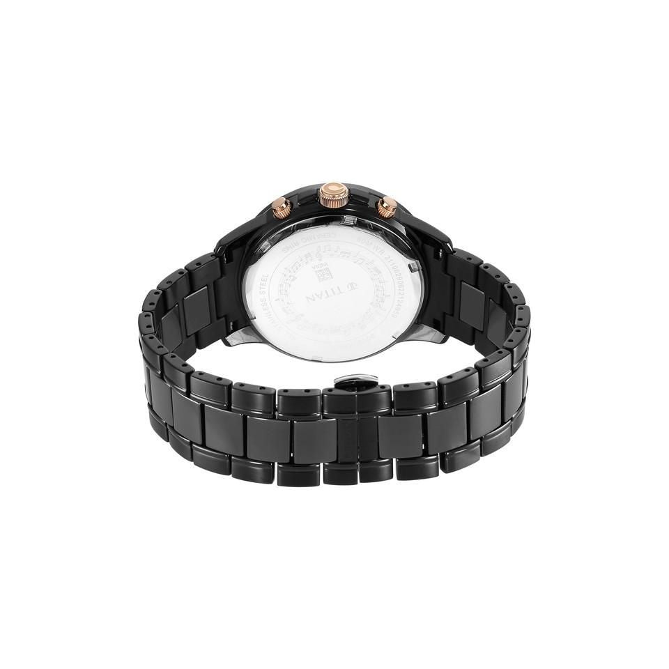 Titan Quartet Black Dial Ceramic Strap Watch 90090KD03(DM762)