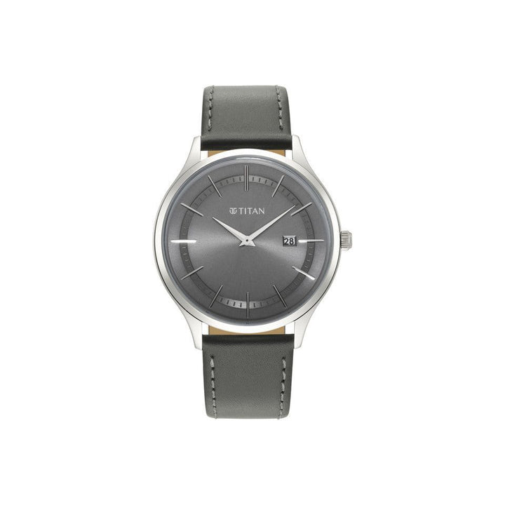 TITAN Classique Slimline Watch with Grey Dial & Green Leather Strap 90142SL01(DM685)