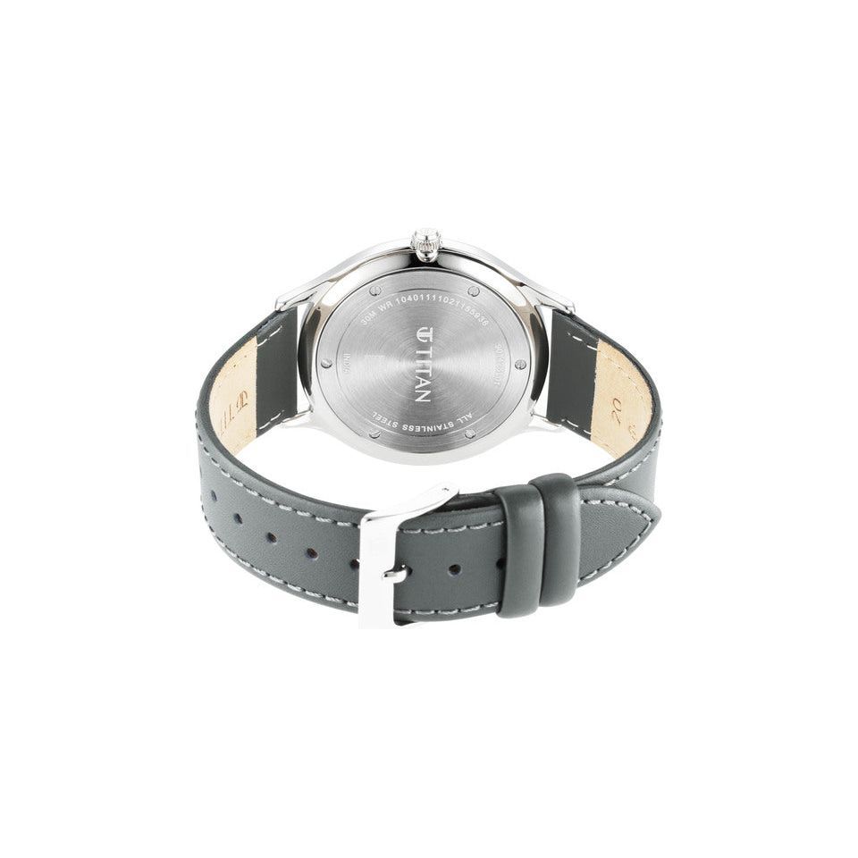 TITAN Classique Slimline Watch with Grey Dial & Green Leather Strap 90142SL01(DM685)