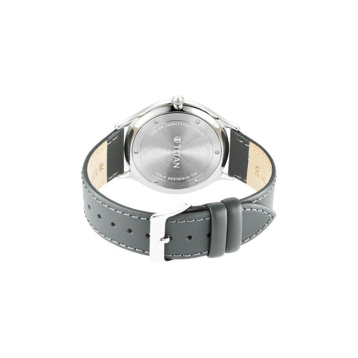 TITAN Classique Slimline Watch with Grey Dial & Green Leather Strap 90142SL01(DM685)