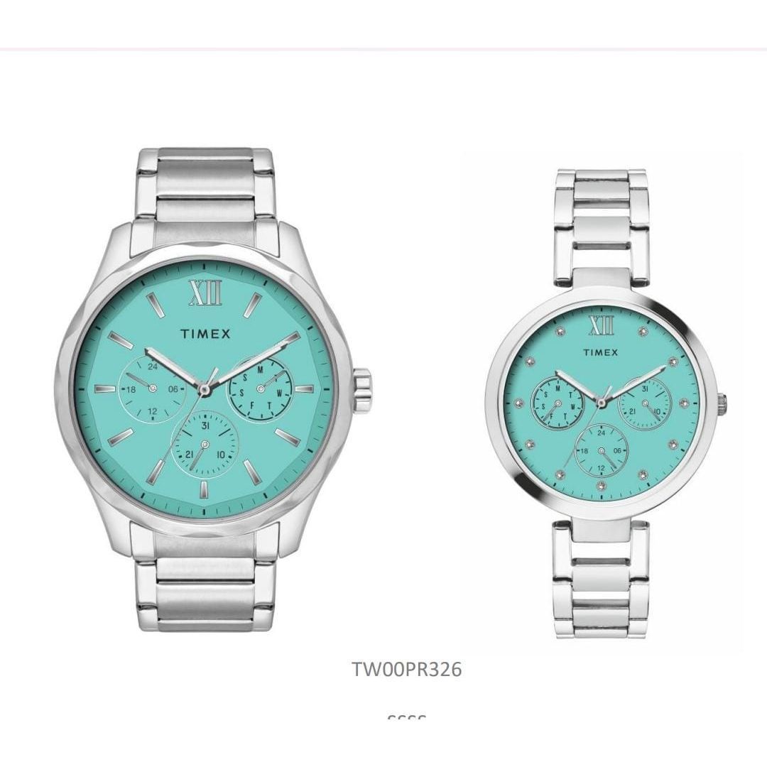 Timex Tiffany Blue Dial St Steel Bracelet Watch Set TW00PR326