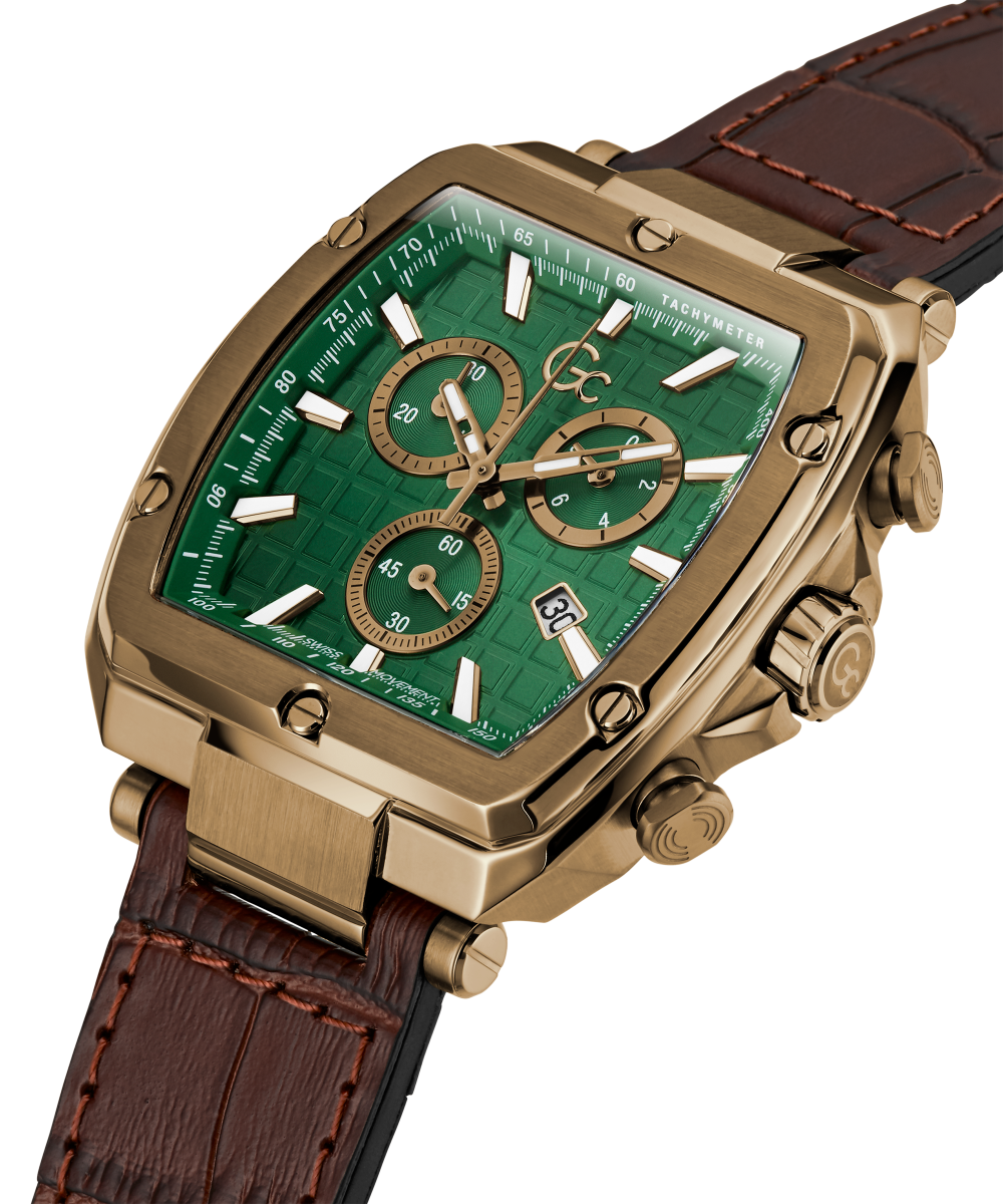 Gc Watch Spirit Tonneau Chrono Flexstrap Y83002G5 Green Dial Men&