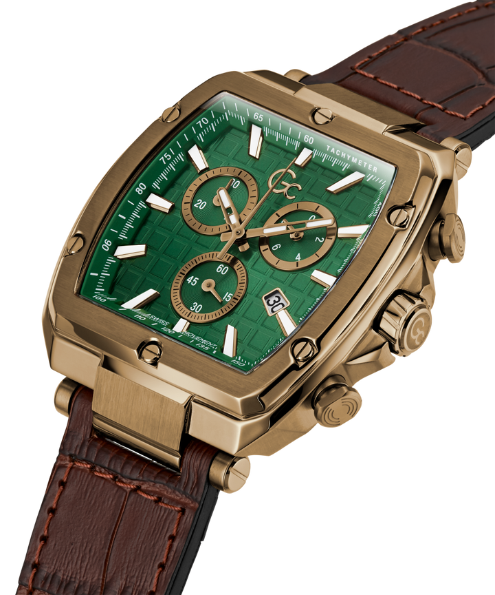Gc Watch Spirit Tonneau Chrono Flexstrap Y83002G5 Green Dial Men&