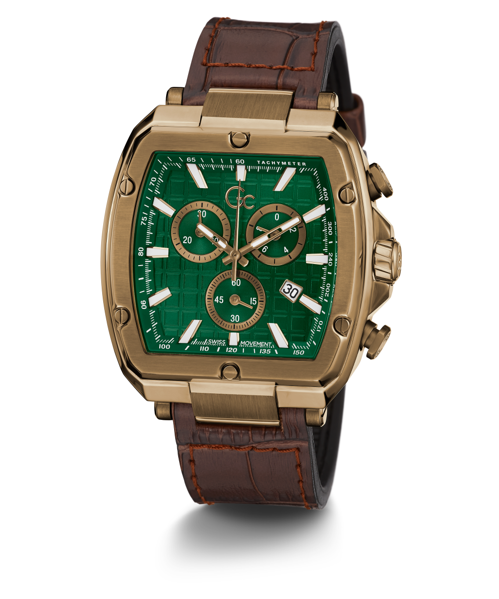 Gc Watch Spirit Tonneau Chrono Flexstrap Y83002G5 Green Dial Men&