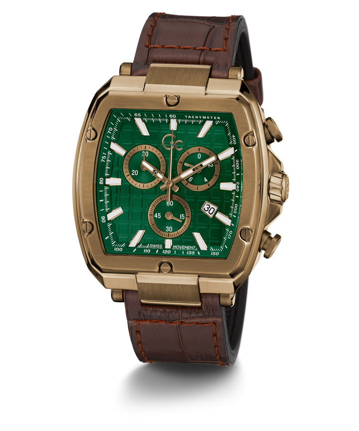 Gc Watch Spirit Tonneau Chrono Flexstrap Y83002G5 Green Dial Men&