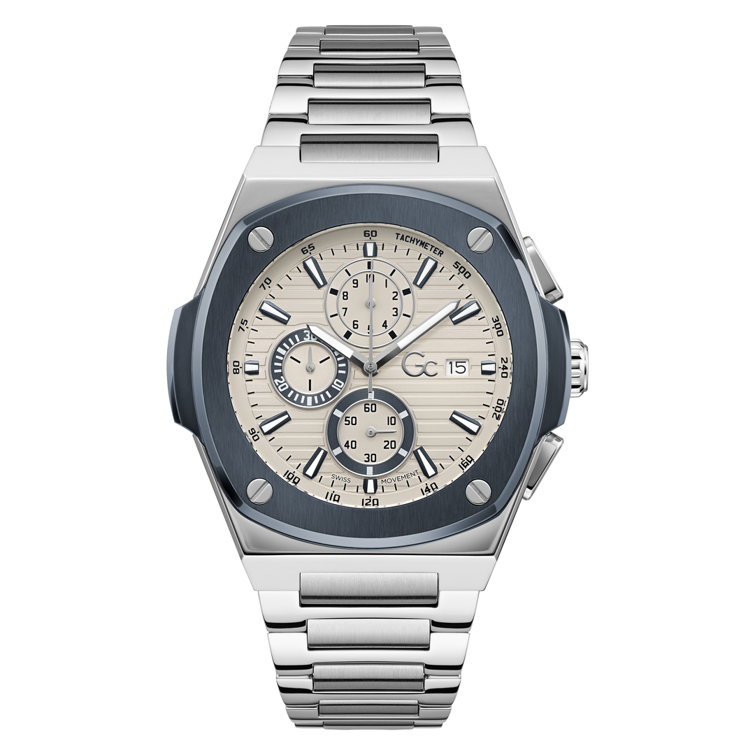 Gc Coussin Shape Chrono Metal Watch - Stylish Men's Timepiece