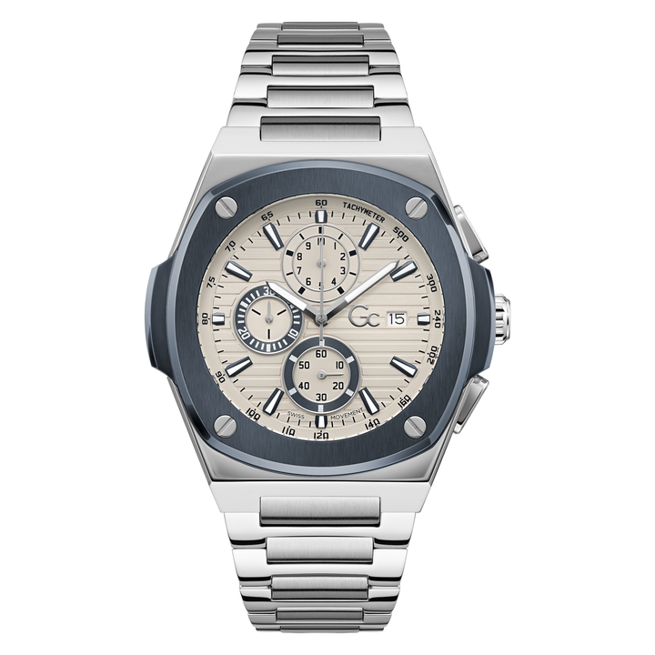 Gc Coussin Shape Chrono Metal Watch - Stylish Men's Timepiece