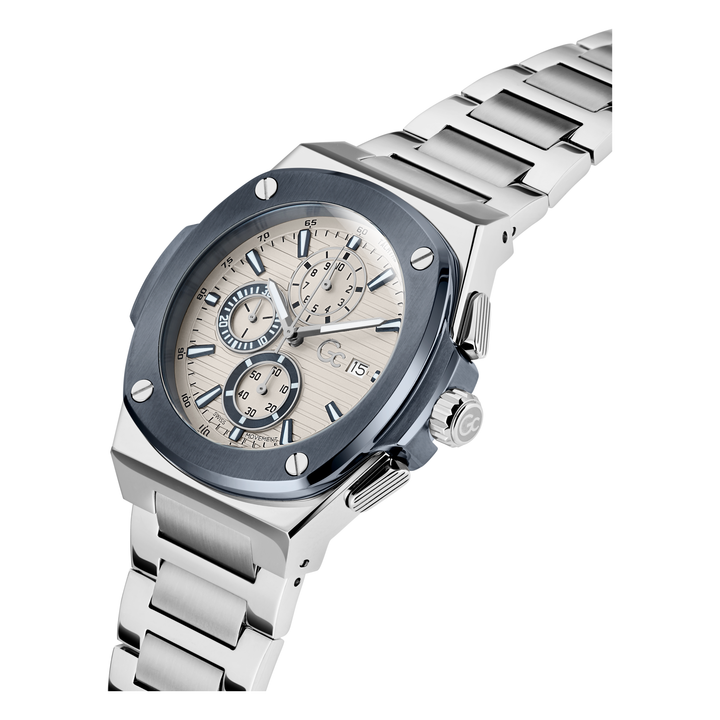 Gc Coussin Shape Chrono Metal Watch - Stylish Men's Timepiece