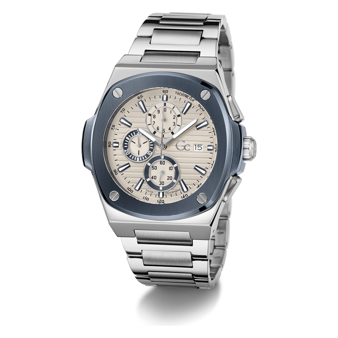 Gc Coussin Shape Chrono Metal Watch - Stylish Men's Timepiece