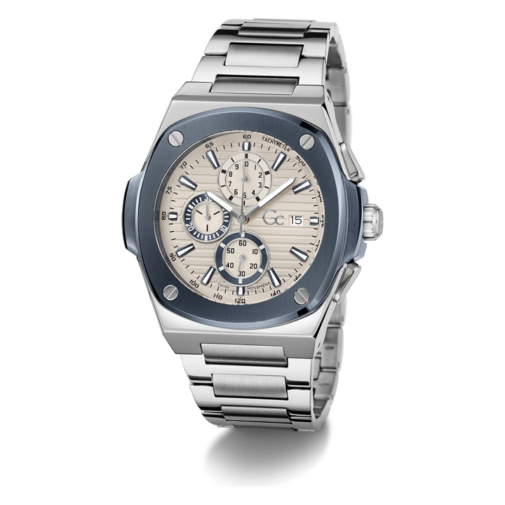 Gc Coussin Shape Chrono Metal Watch - Stylish Men's Timepiece