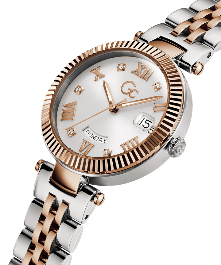 Gc Watch Flair Mid Size Metal Z01003L1MF White Dial Women&