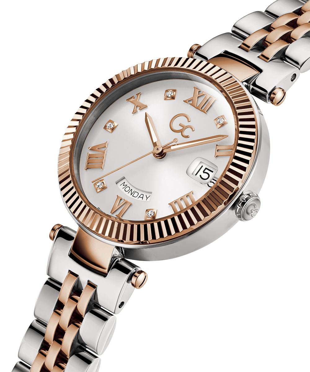 Gc Watch Flair Mid Size Metal Z01003L1 White Dial Women&