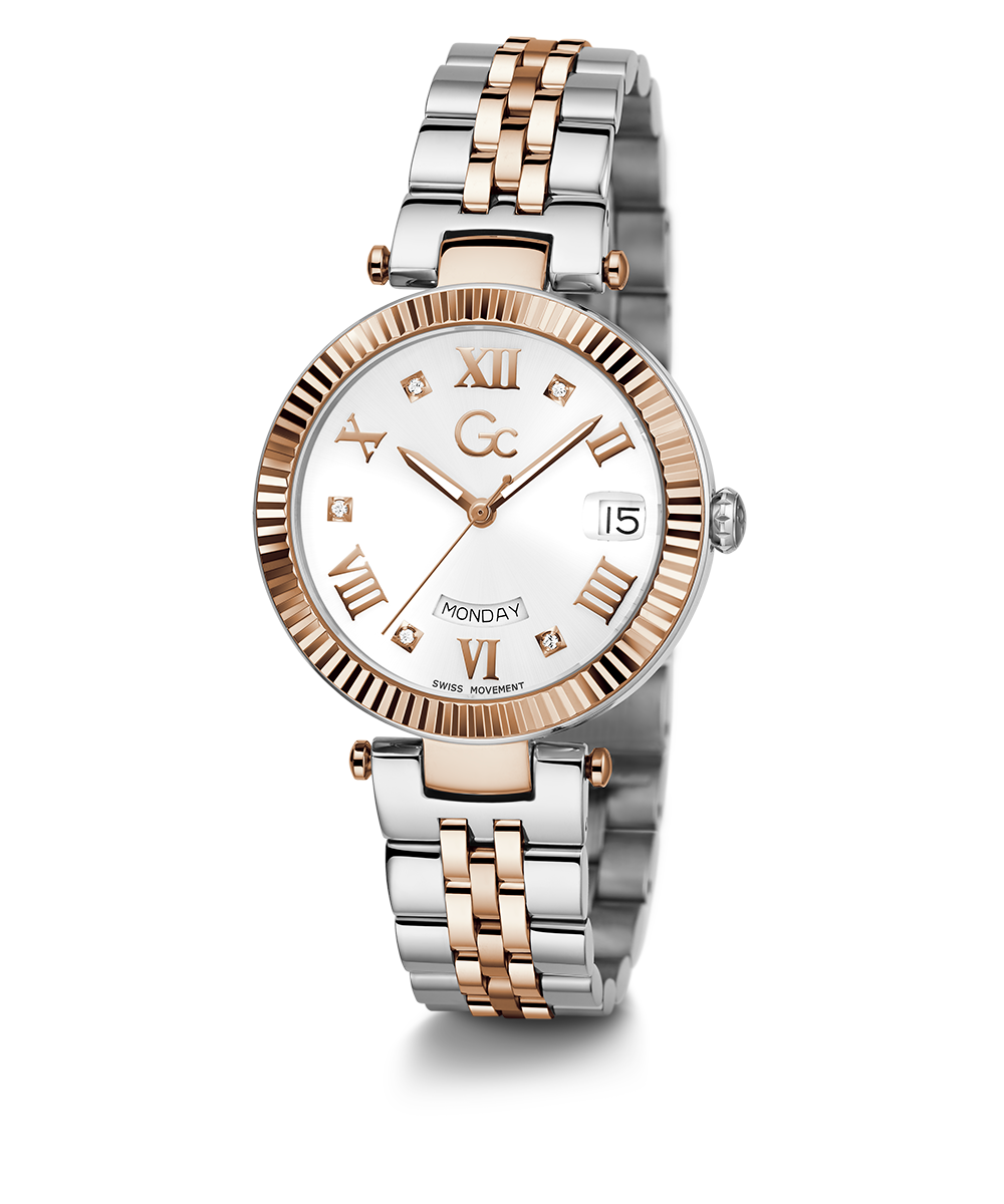 Gc Watch Flair Mid Size Metal Z01003L1MF White Dial Women&