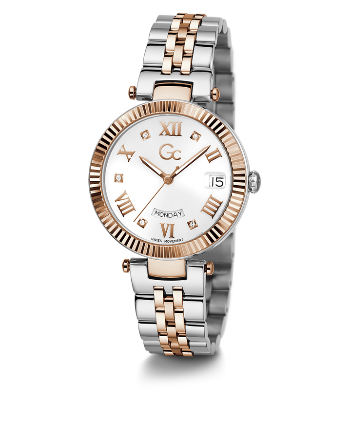 Gc Watch Flair Mid Size Metal Z01003L1MF White Dial Women&