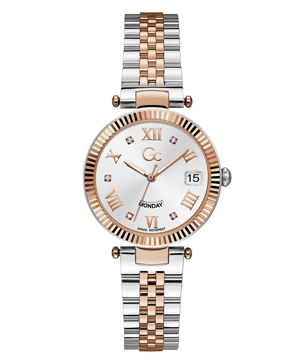 Gc Watch Flair Mid Size Metal Z01003L1 White Dial Women&