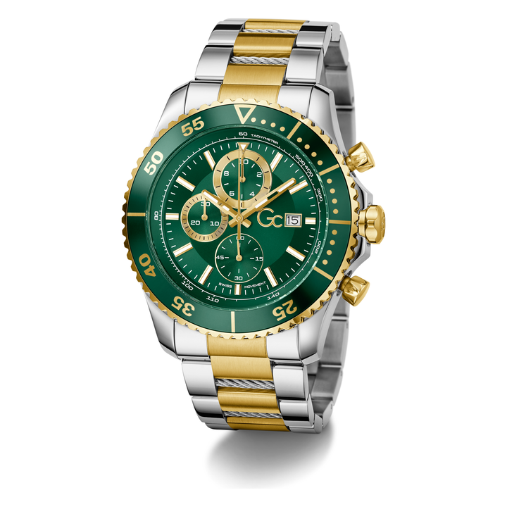 Gc SpeedRacer Chrono Metal Watch with Elegant Green Dial