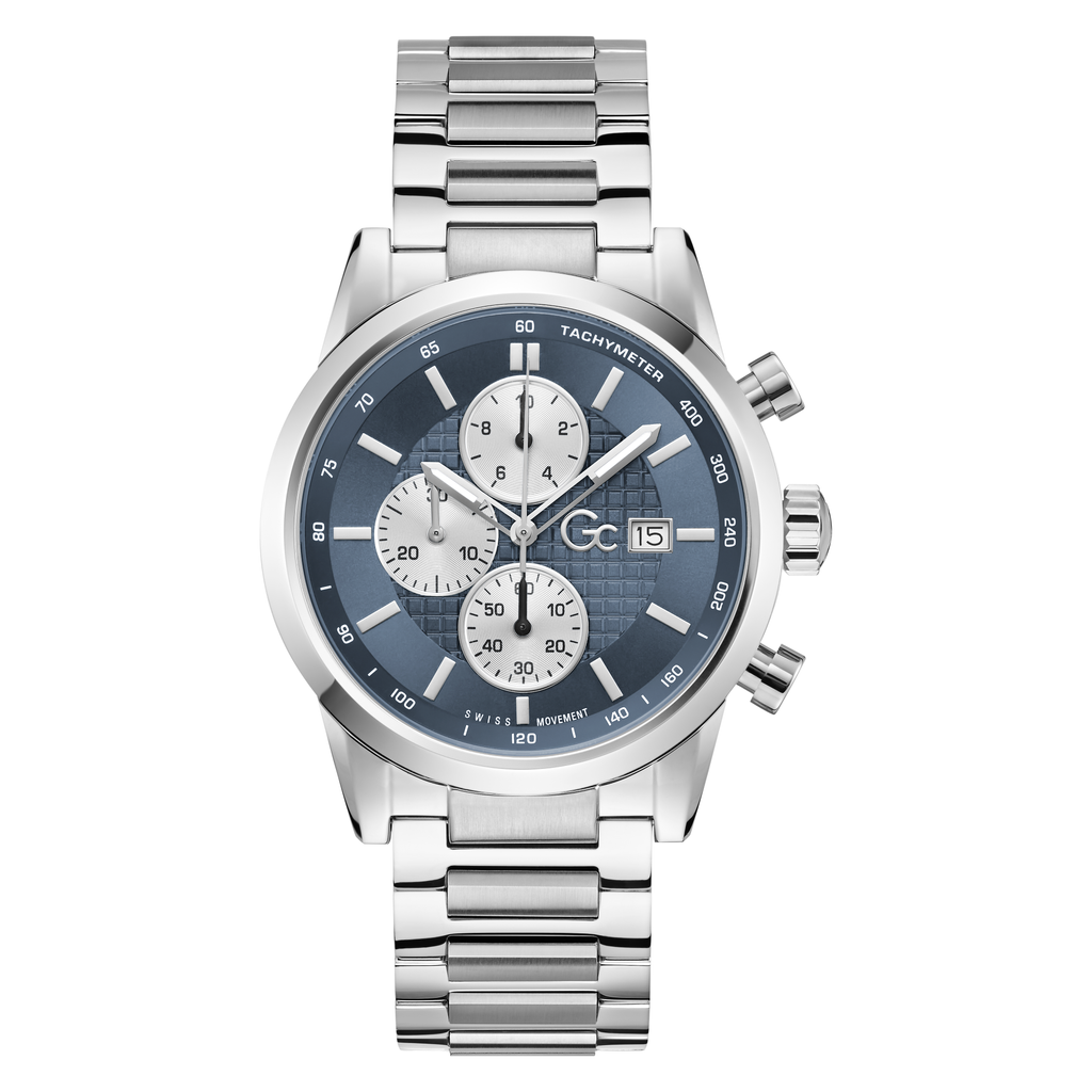 Guess Gc Gallant Chrono Metal Elegant Men's Watch with Blue Dial