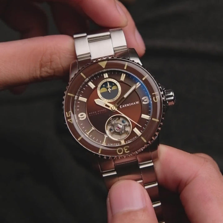 Earnshaw Prevost Moon Phase Open Heart Automatic Deep Caramel