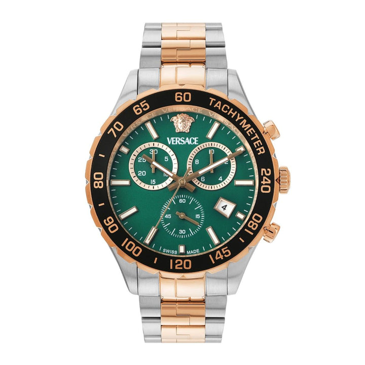 Versace Men's Green Round Dial Analog Watch - Luxury Timepiece