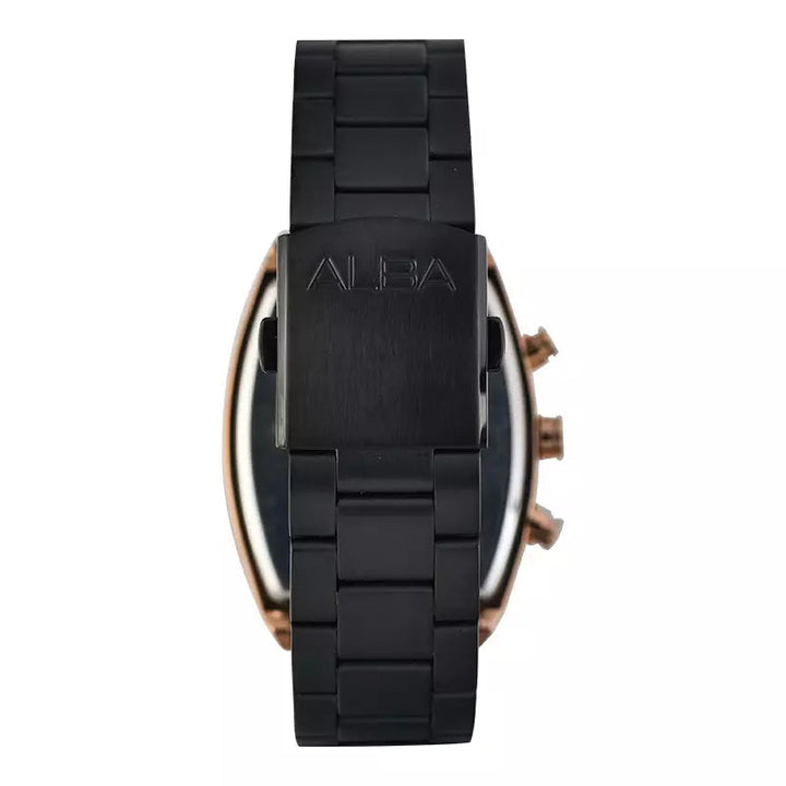 ALBA Black & Gold Rectangular Dial Chronograph Watch AM3992X1