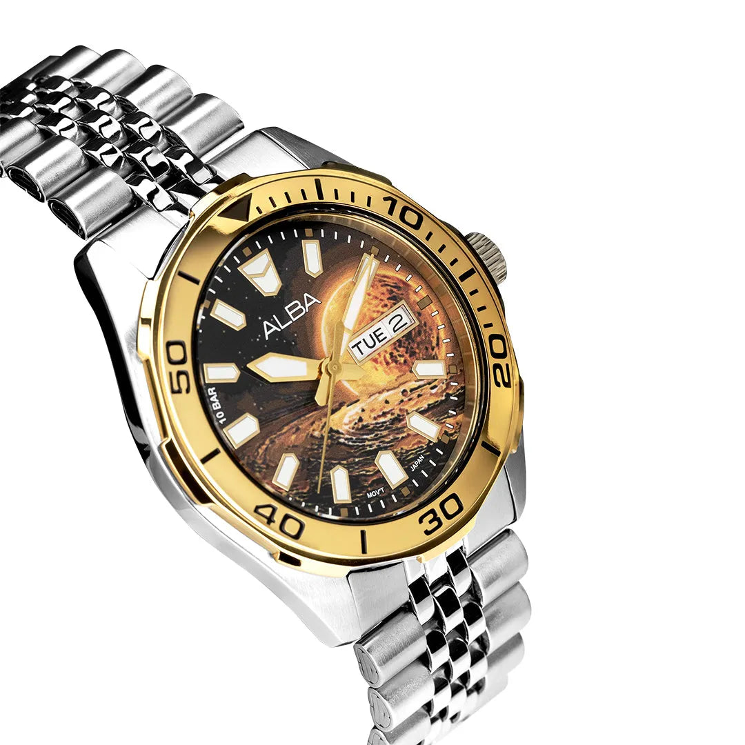 Alba Galaxy Dial AV3590X2 Gold &amp; Black Dial Quartz Men&