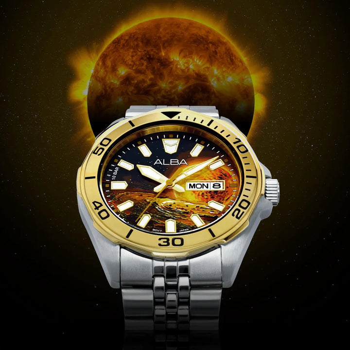 Alba Galaxy Dial AV3590X2 Gold &amp; Black Dial Quartz Men&