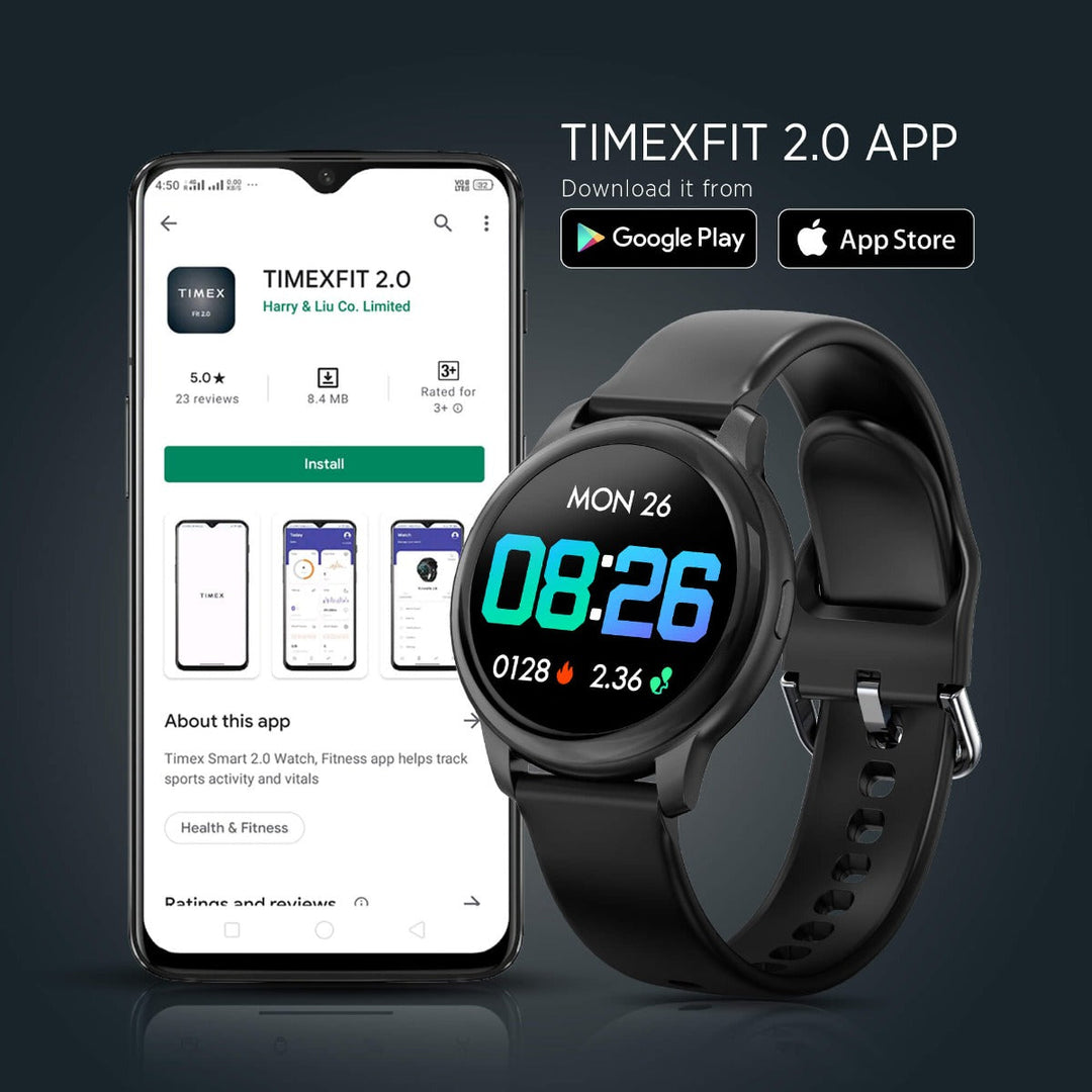 Timex Unisex Smart Fit 2.0 Dial Round Case Bluetooth Calling, Full Touch, Activity Tracking, HRM, SPO2, Blood Pressure, Multiple Watch Faces, 7 Sports Mode Smart Watch -TWTXW200T