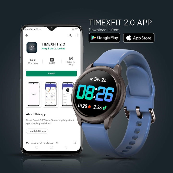 Timex Unisex Smart Fit 2.0 Dial Round Case Bluetooth Calling, Full Touch, Activity Tracking, HRM, SPO2, Blood Pressure, Multiple Watch Faces, 7 Sports Mode Smart Watch -TWTXW201T