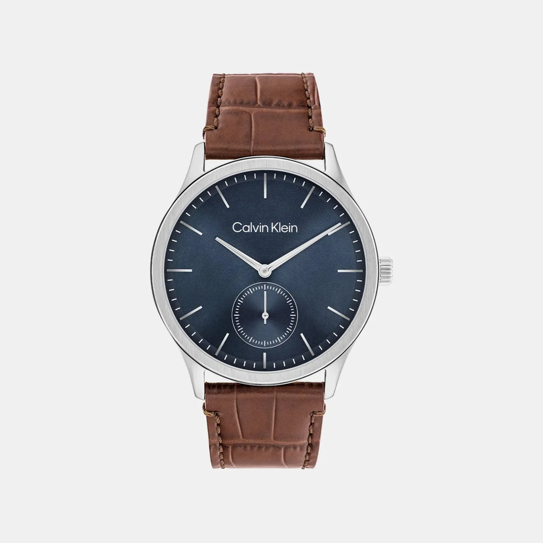 Calvin Klein 25200552 Blue Dial Brown Leather Men&