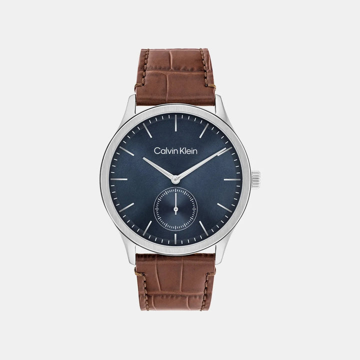 Calvin Klein 25200552 Blue Dial Brown Leather Men&