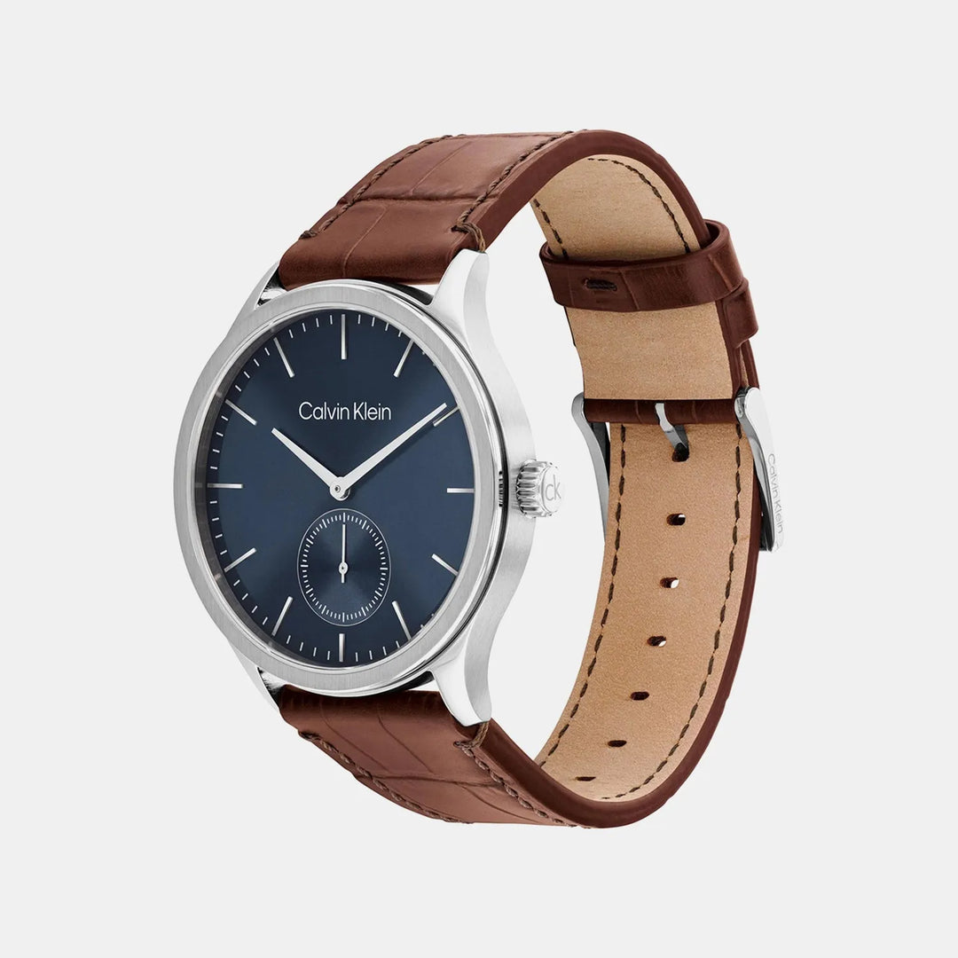 Calvin Klein 25200552 Blue Dial Brown Leather Men&
