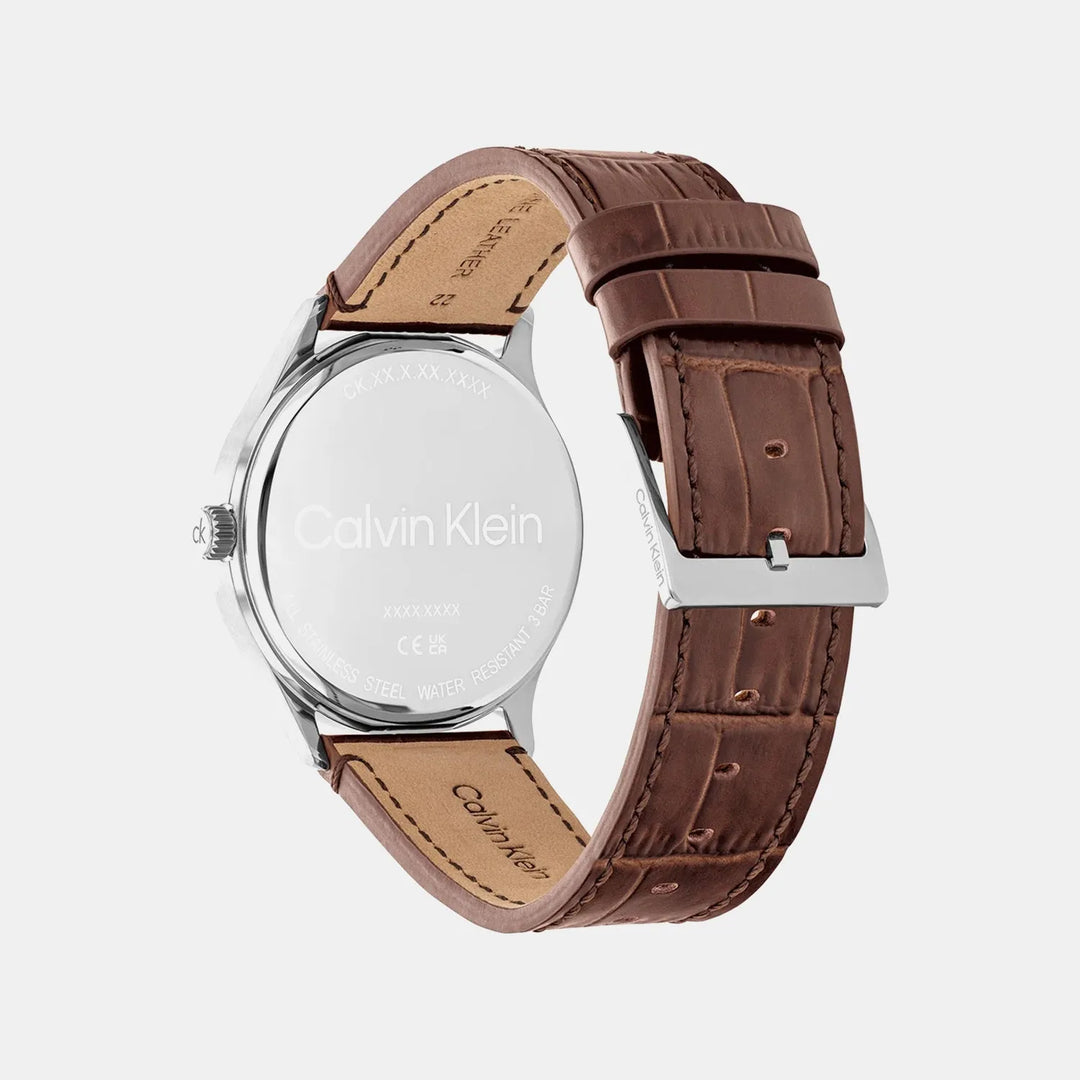 Calvin Klein 25200552 Blue Dial Brown Leather Men&