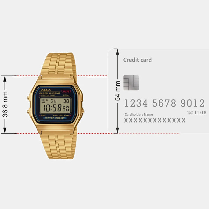 Casio Vintage D162 Black Dial Digital Stainless Steel Unisex Watch