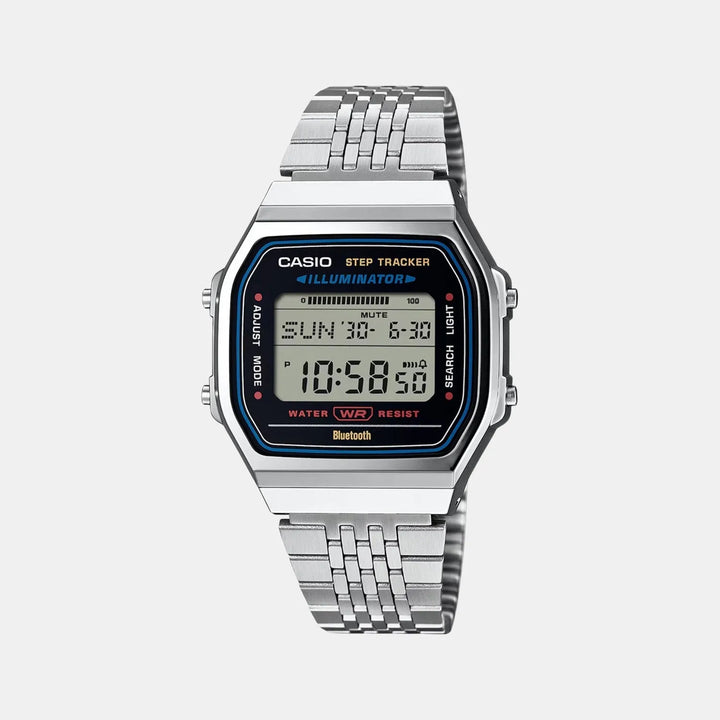 Casio Vintage Unisex Quartz Black Dial Digital Stainless Steel Watch D365