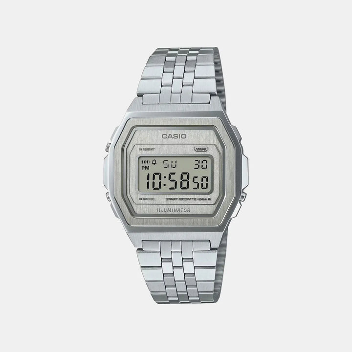 Casio Vintage Unisex Quartz Silver Dial Digital Stainless Steel Watch D400