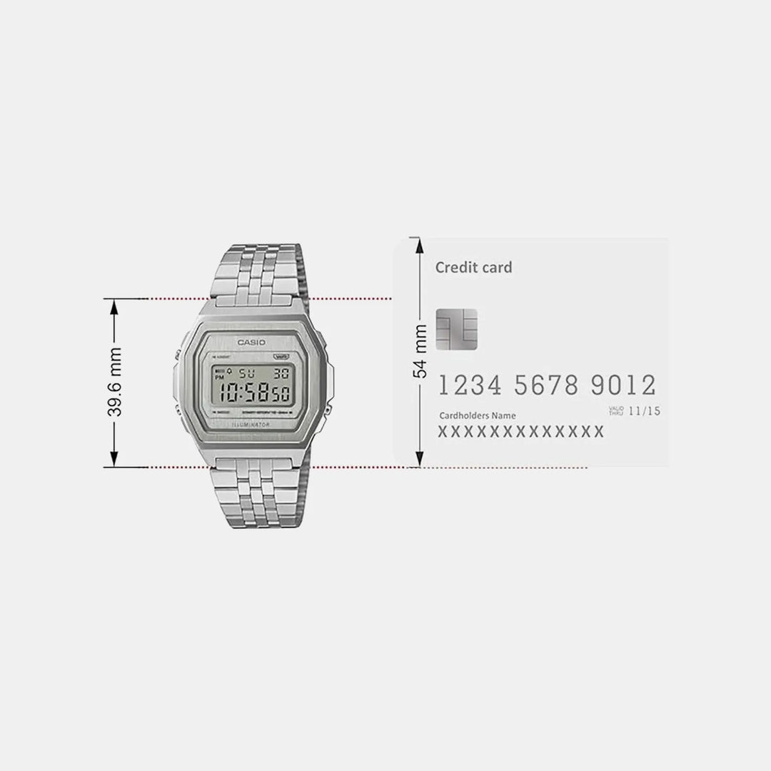 Casio Vintage Unisex Quartz Silver Dial Digital Stainless Steel Watch D400
