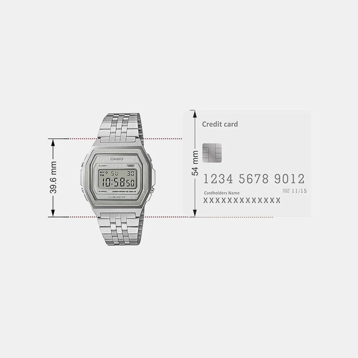 Casio Vintage Unisex Quartz Silver Dial Digital Stainless Steel Watch D400