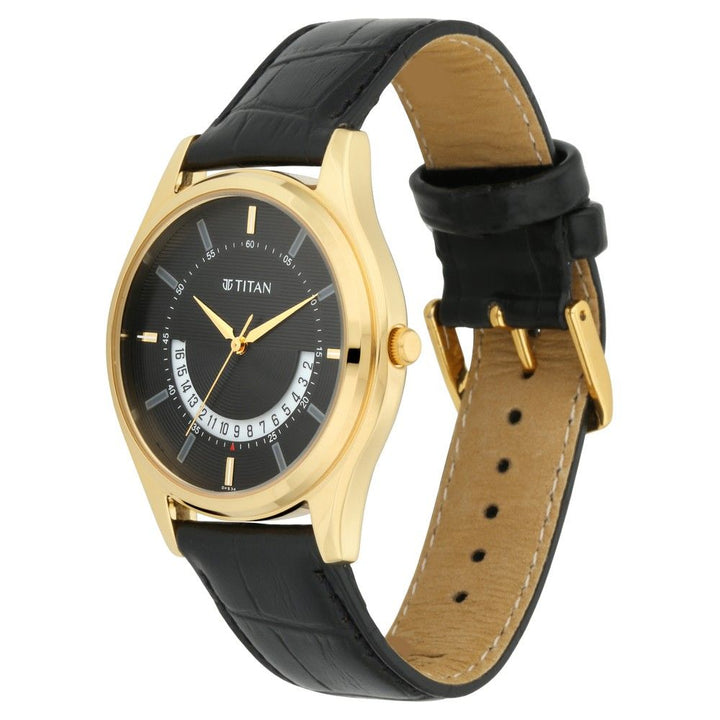 TITAN Lagan - Black Dial Leather Strap 1713YL01(DK534)