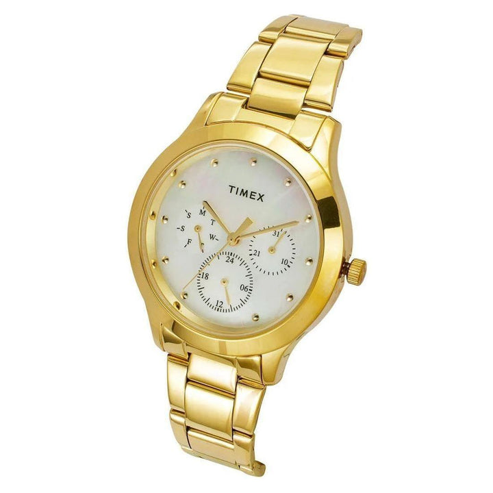 Timex Women's Mother of Pearl Round Chronograph Stainless Steel Watch TW000Q818-EX