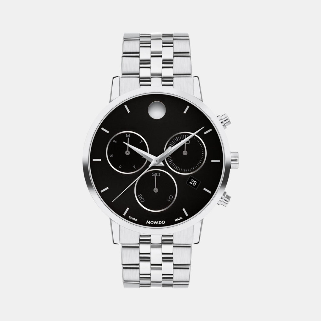 Movado Men Quartz Black Dial Chronograph Stainless Steel Watch 607776