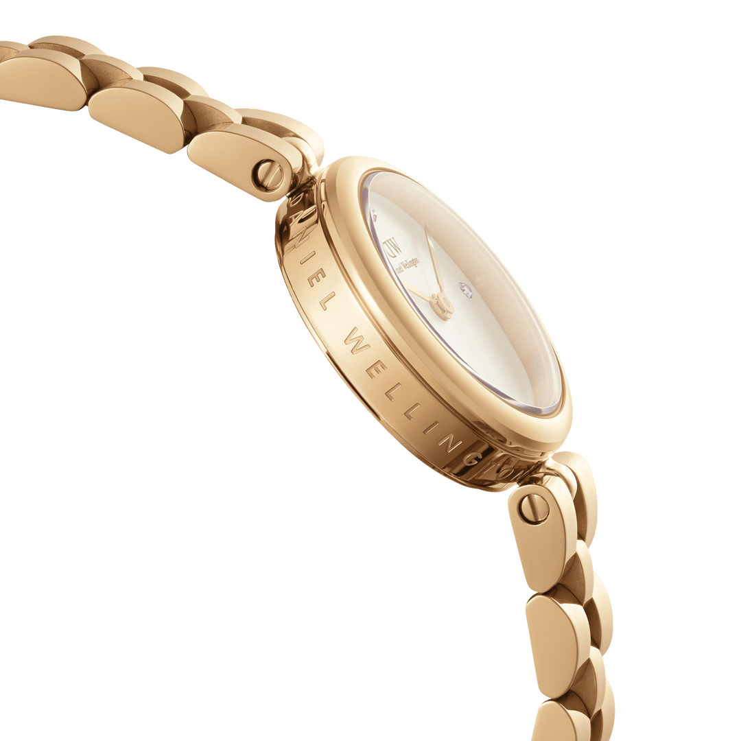Elegant Gold Watch with Link Strap and Crystal Details