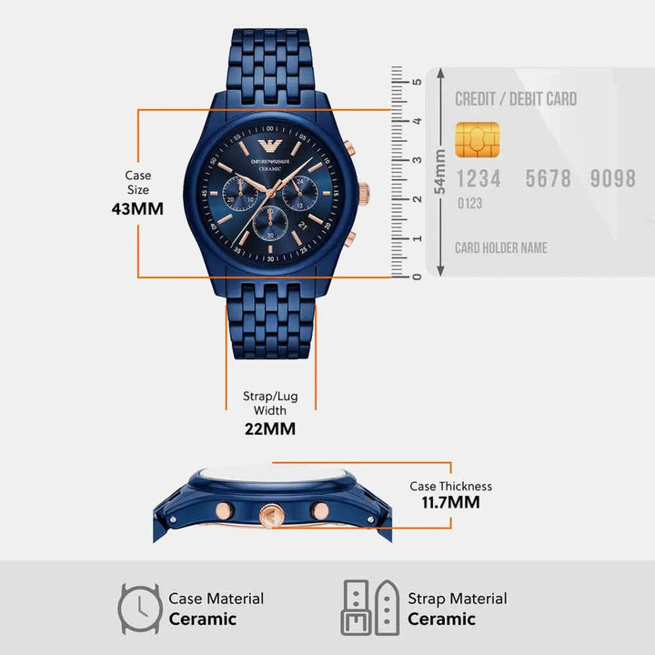 Emporio Armani AR70016 Blue Ceramic Chronograph Men&