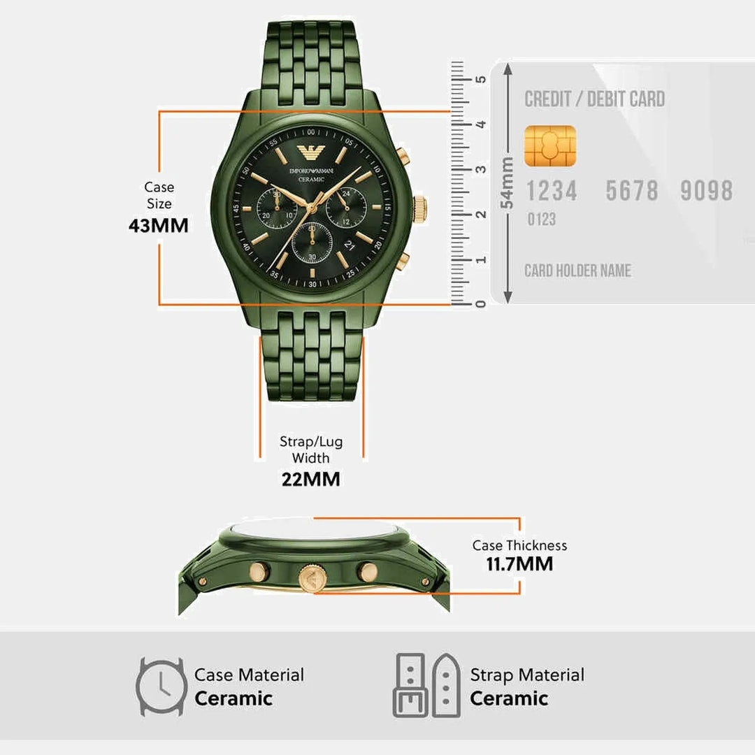 Emporio Armani AR70017 Green Ceramic Chronograph Men&