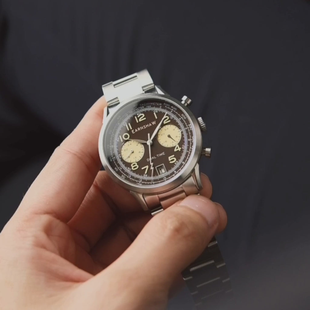 Earnshaw Ampere Dual Time Multifunction Cognac