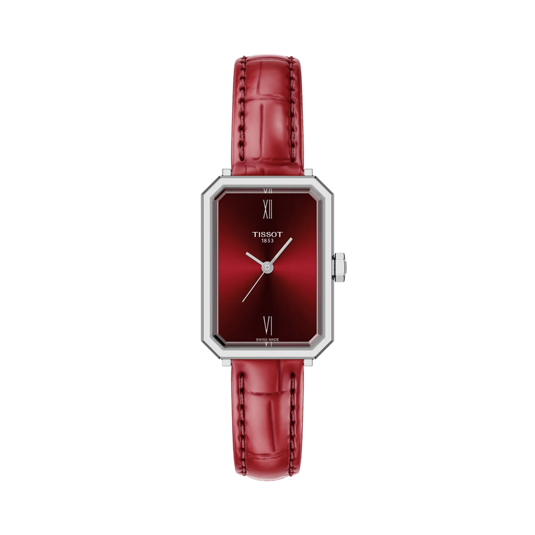 Tissot SRV 30mm Faceted Sapphire Crystal Swiss Quartz Women's Watch Red Dial