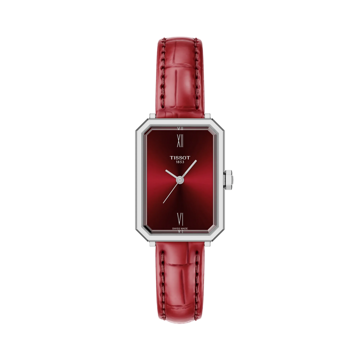 Tissot SRV 30mm Faceted Sapphire Crystal Swiss Quartz Women's Watch Red Dial