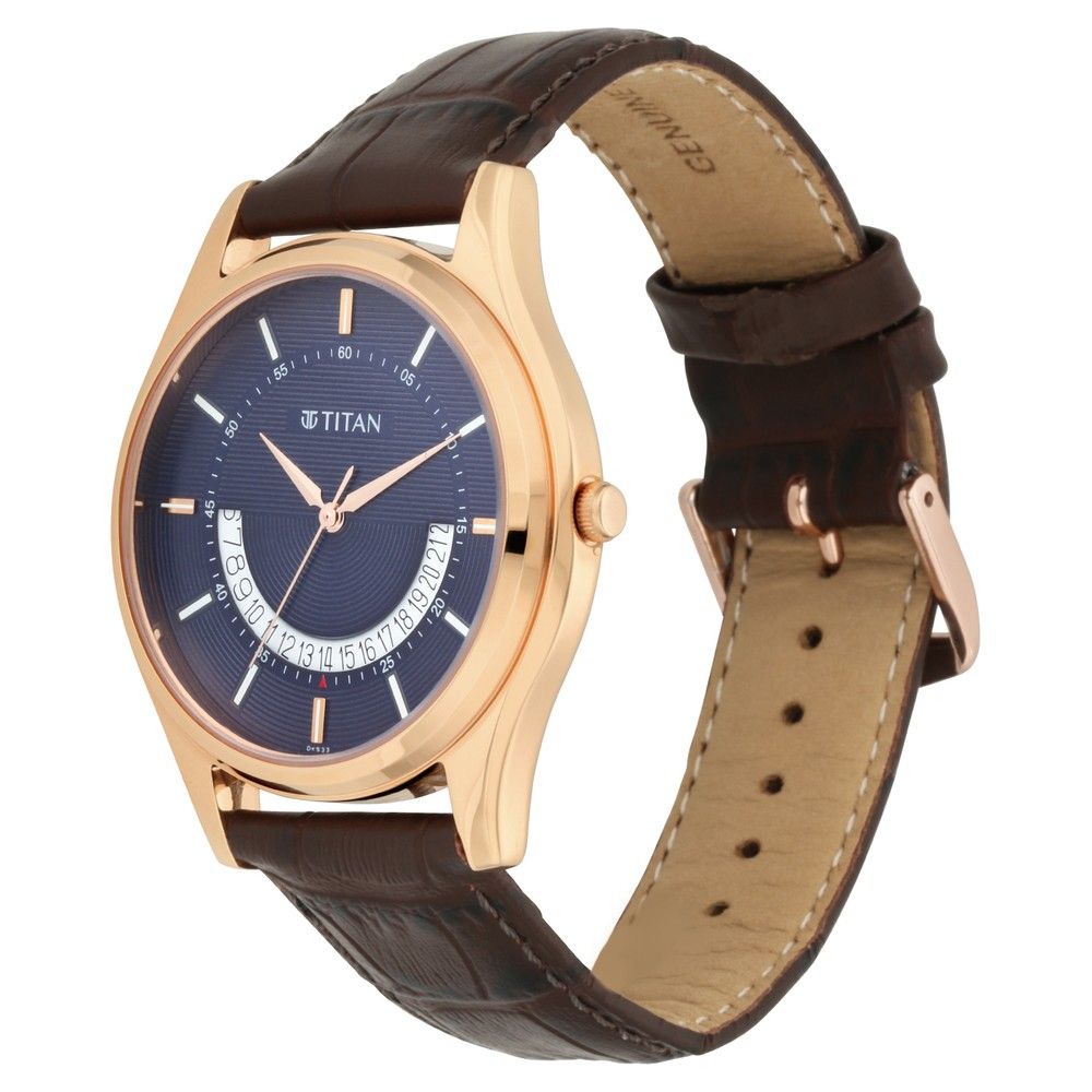 TITAN Lagan - Blue Dial Leather Strap 1713WL01(DK533)