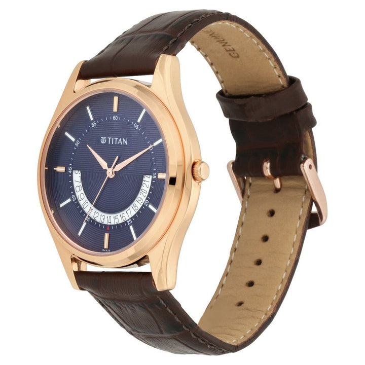 TITAN Lagan - Blue Dial Leather Strap 1713WL01(DK533)